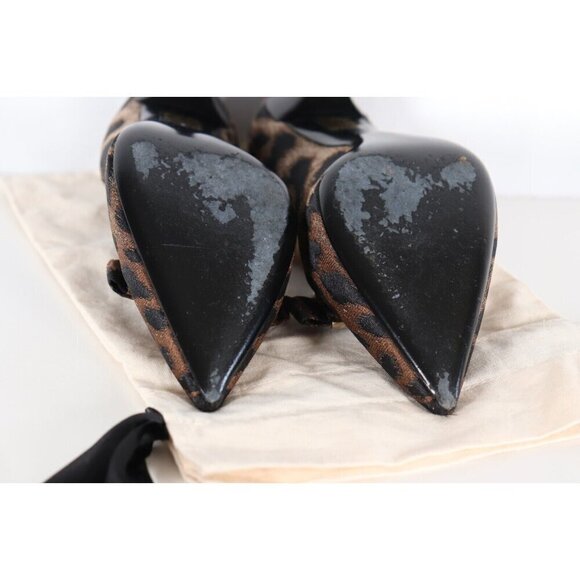 Lanvin Women's Size 38.5 Brown Black Leopard Pumps Pointed Toe Stiletto Heel - Picture 7 of 10